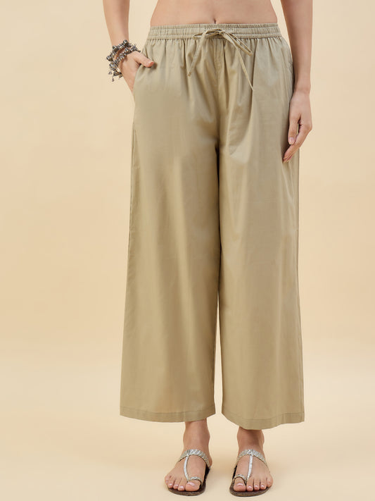 Ethnic Set women Solid  Cotton Palazzos