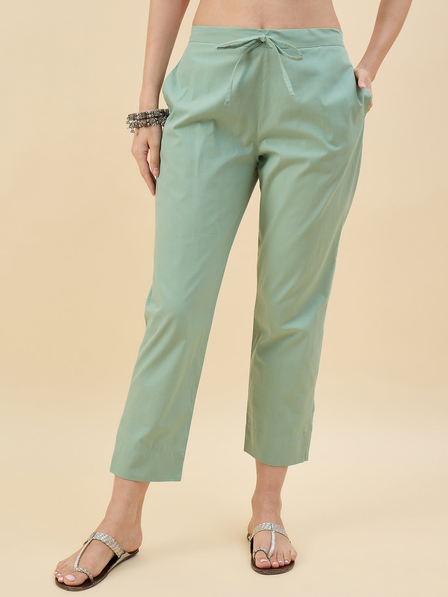 Ethnic Set Women Solid Trousers
