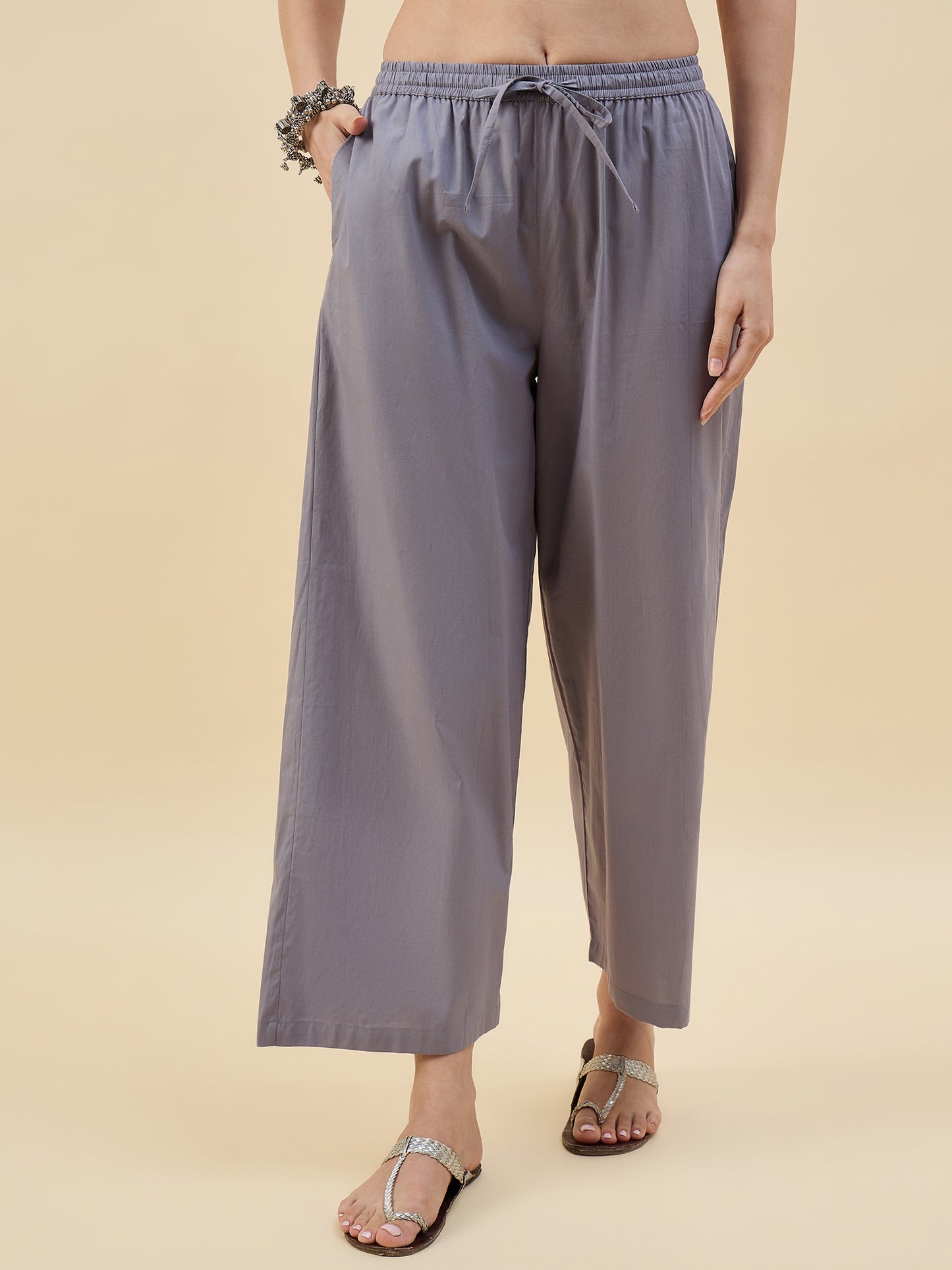 Ethnic Set Women Solid Palazzos