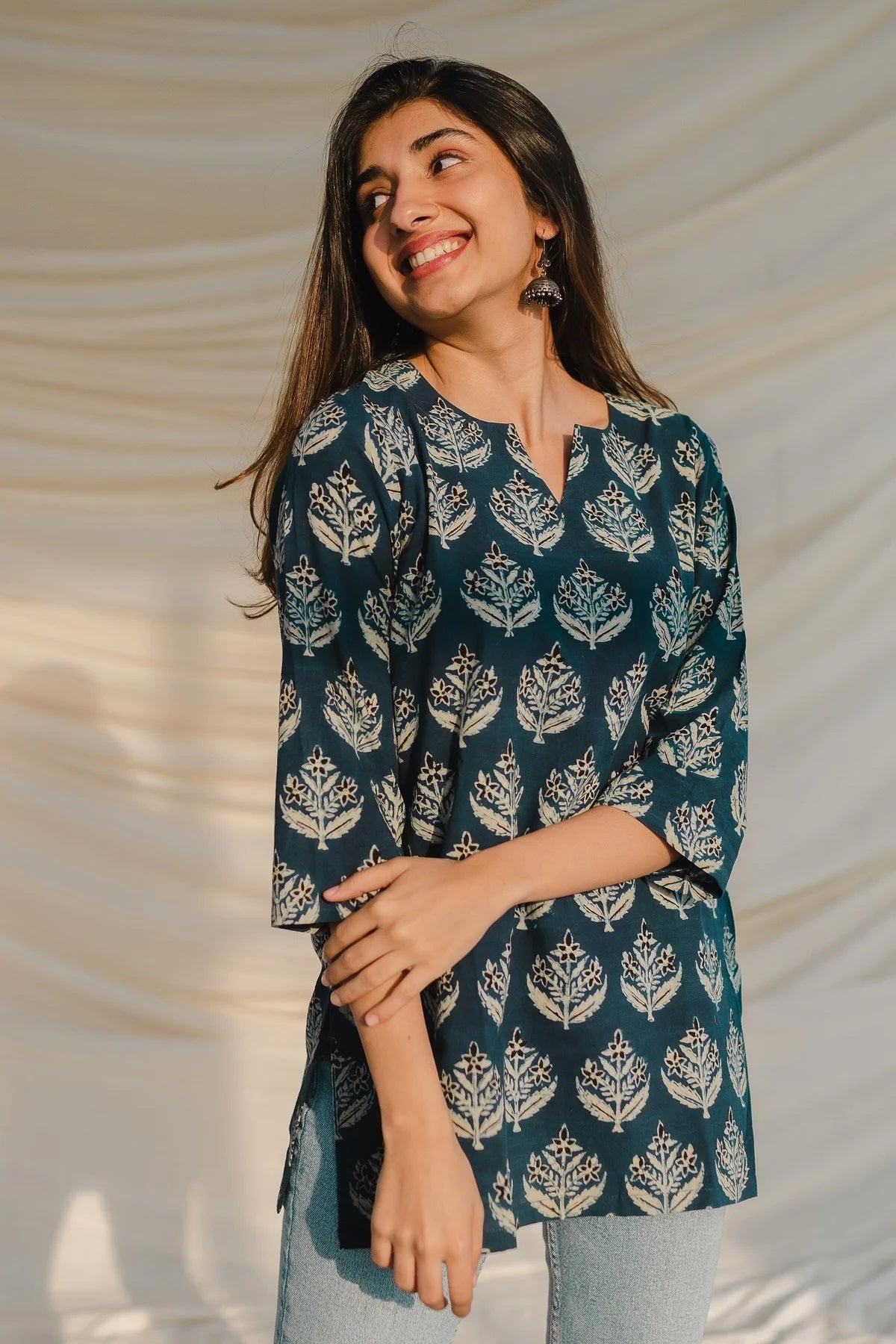 Ethnic Set Women Printed Straight Short Kurta