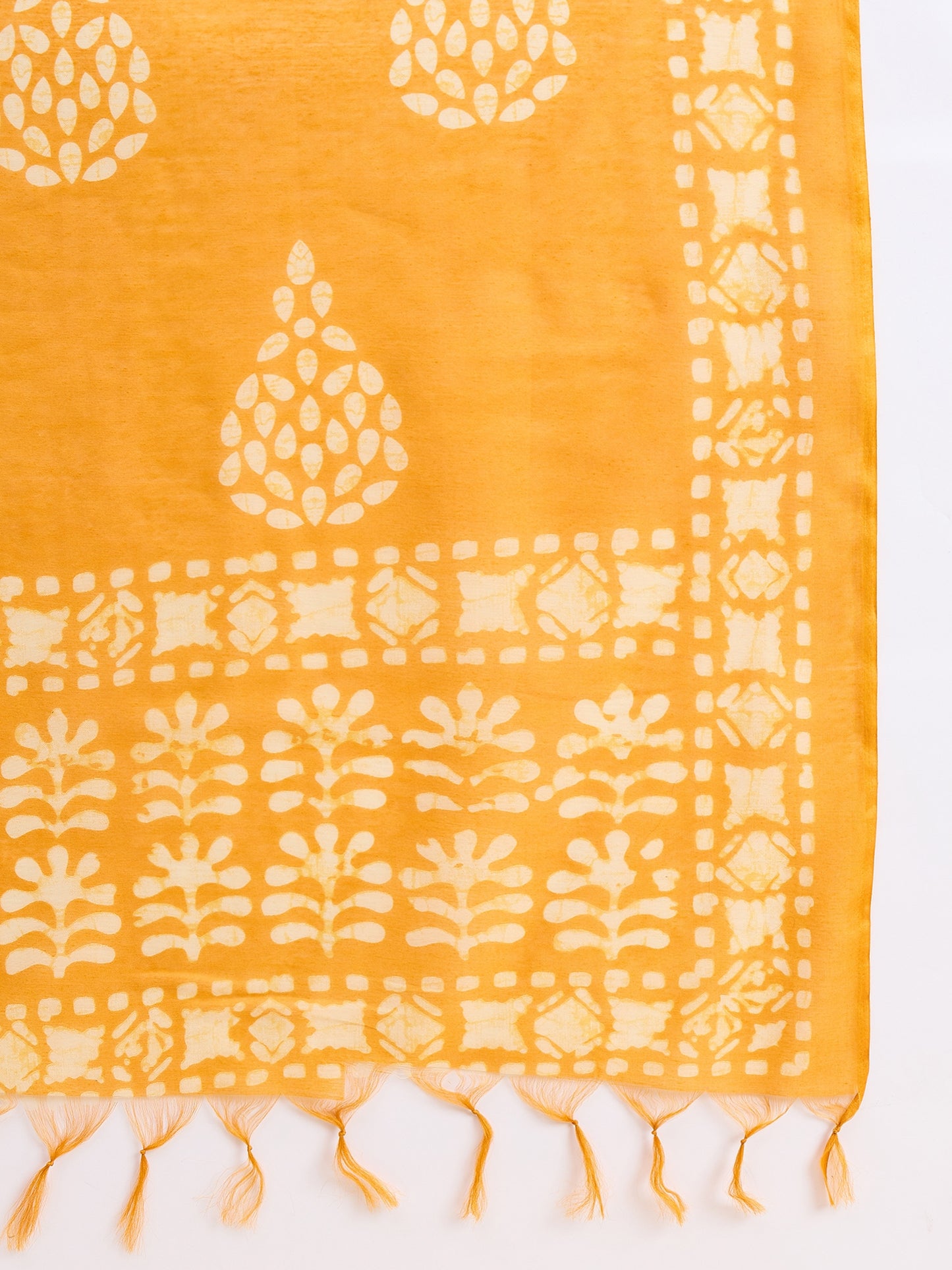 Ethnic Set Women Printed Straight Yellow Kurta And Pant Set With Dupatta