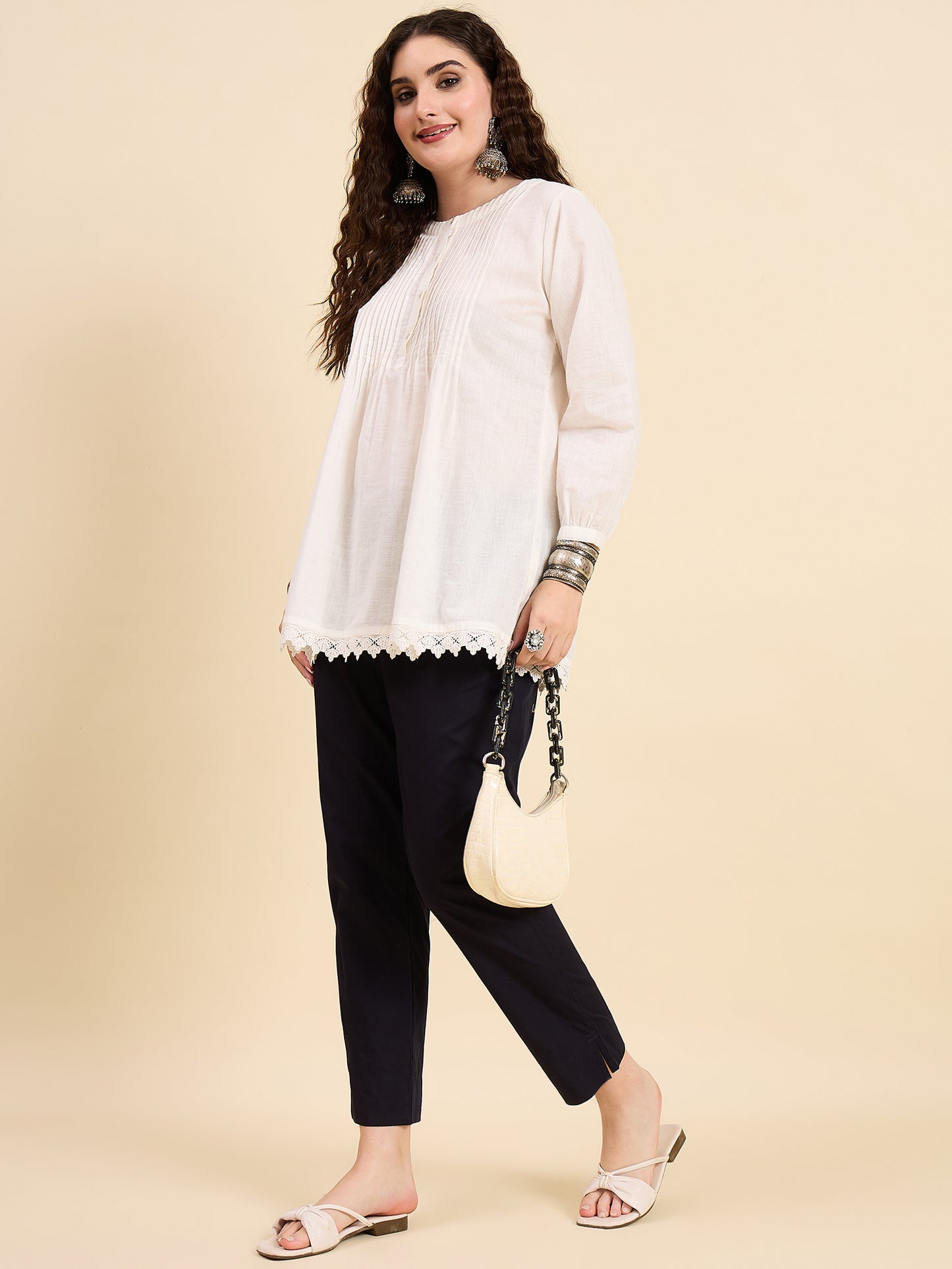 Ethnic Set Women Solid Trousers