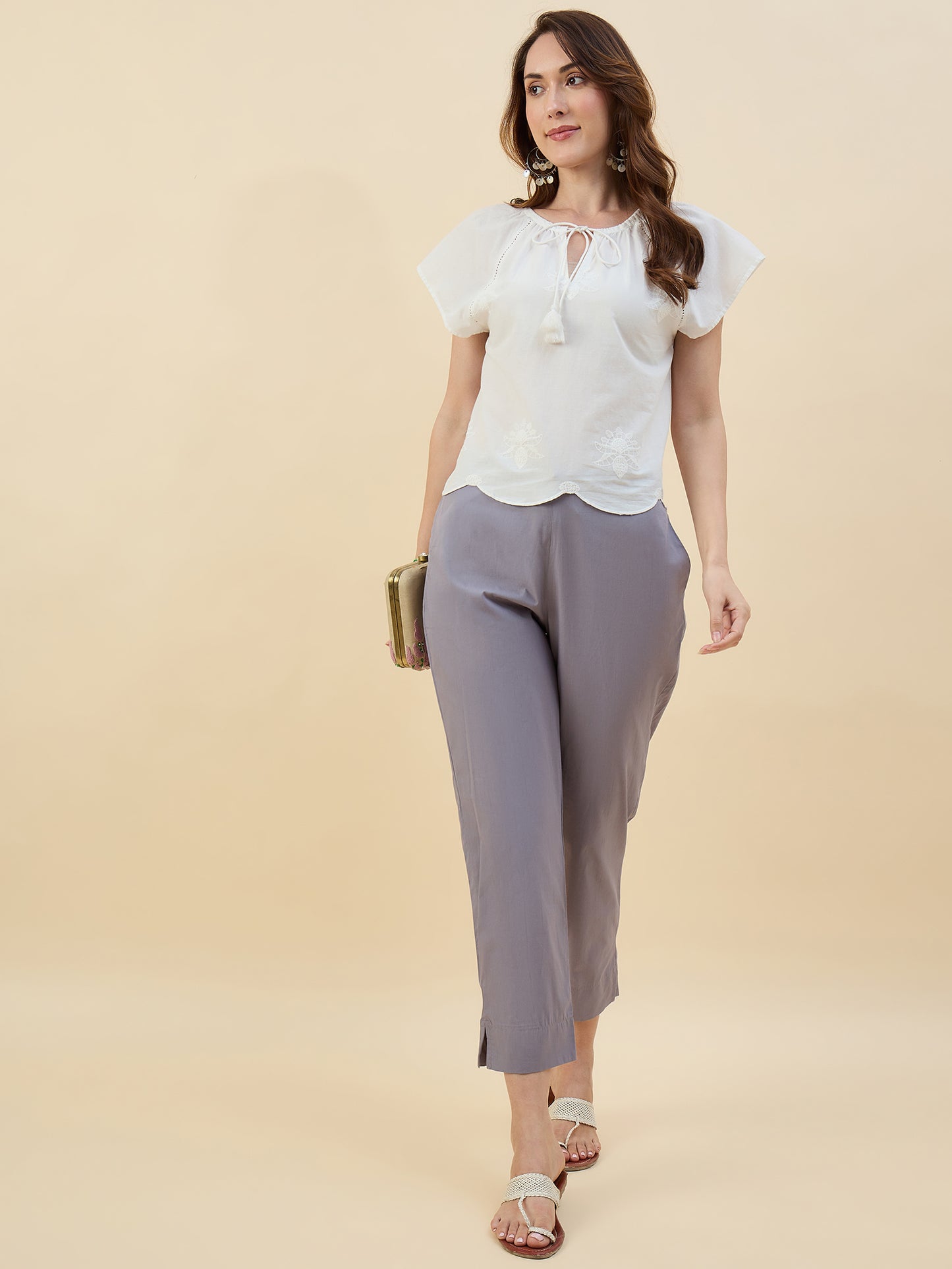 Ethnic Set Women Solid Trousers