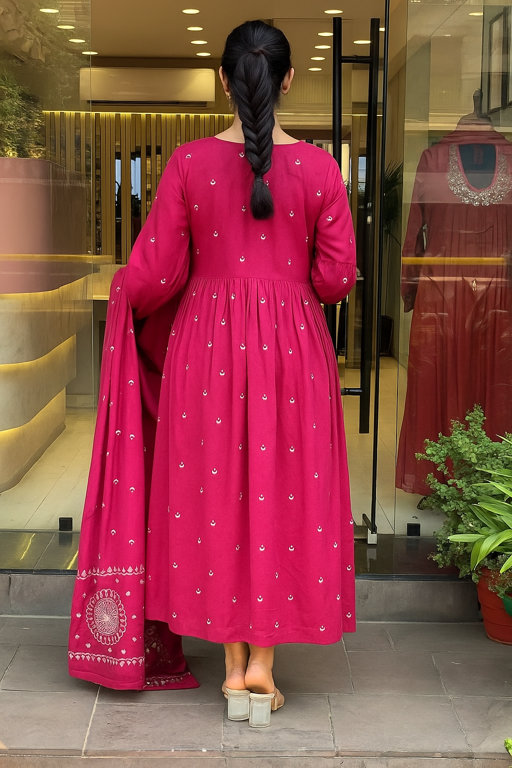Ethnic Set Women Embroidery Anarkali Kurta and Pant with Dupatta