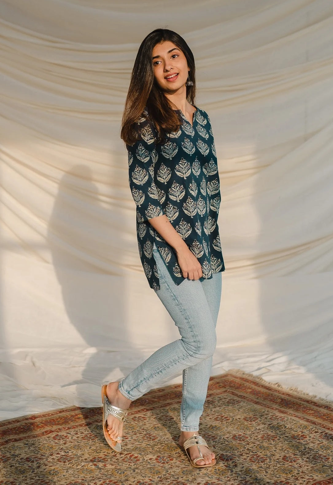 Ethnic Set Women Printed Straight Short Kurta