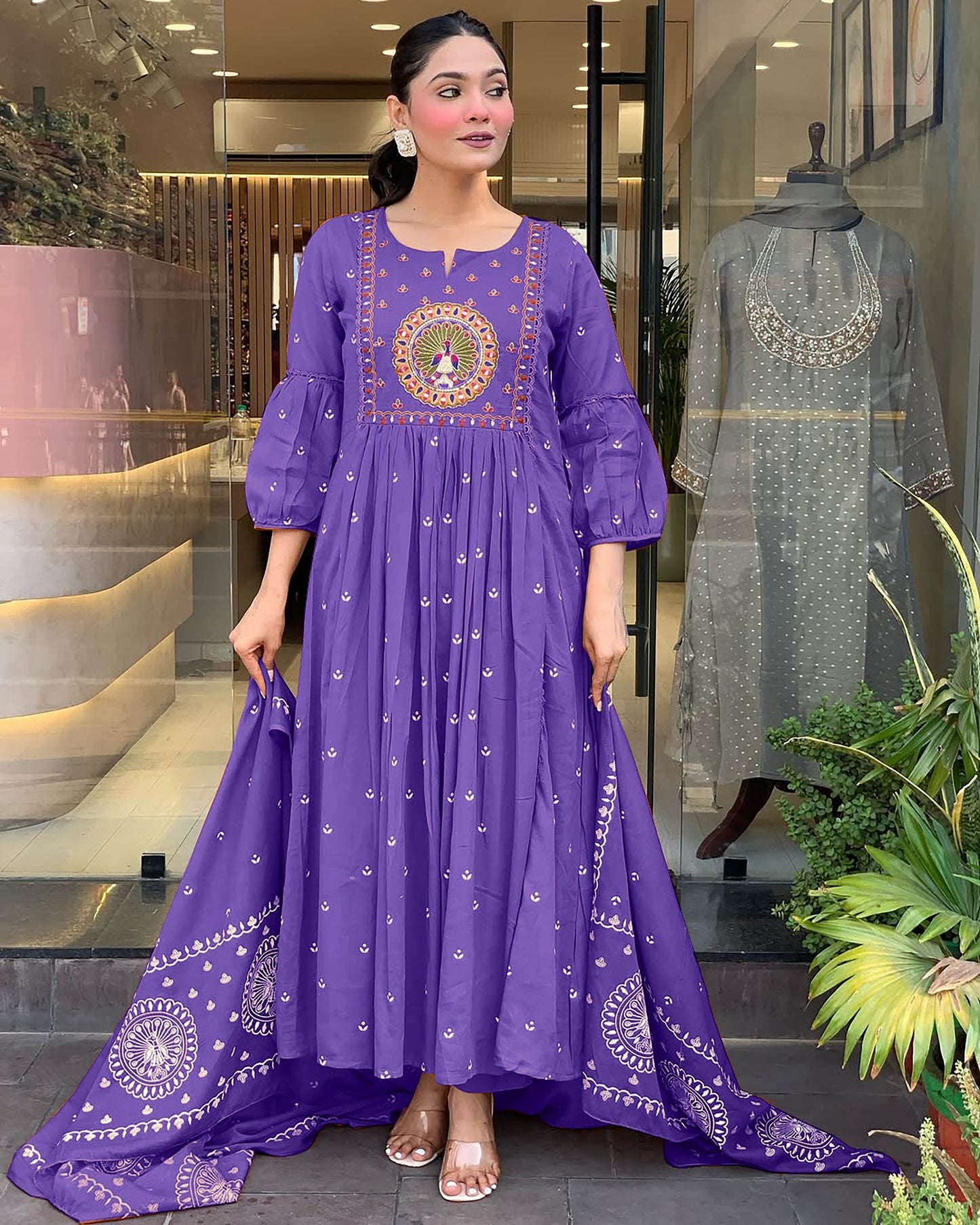 Ethnic Set Women Embroidery Anarkali Kurta and Pant with Dupatta