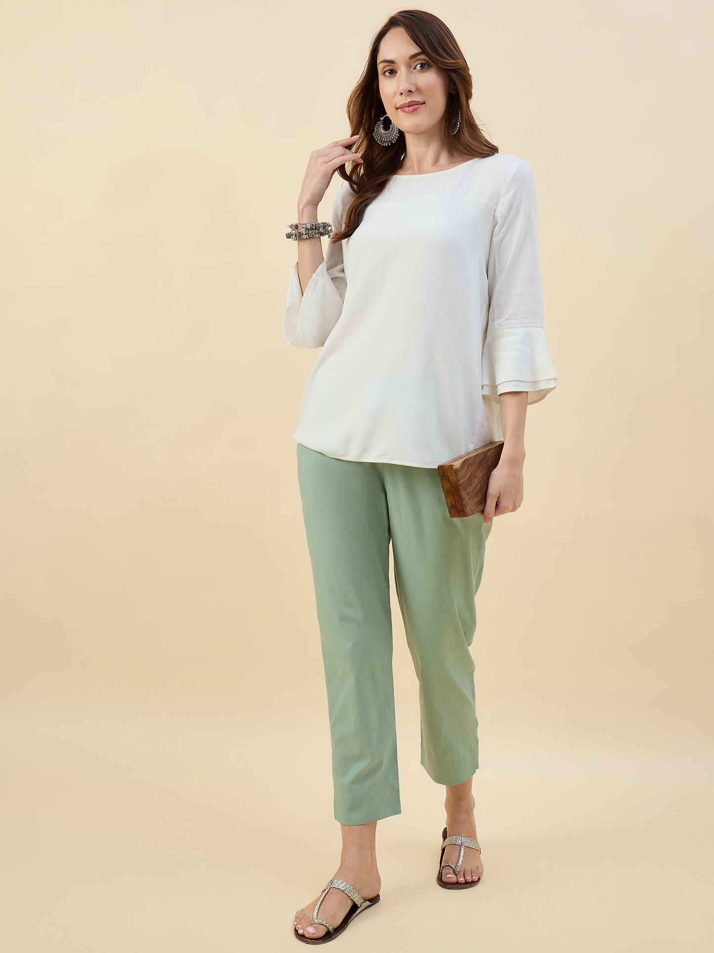 Ethnic Set Women Solid Trousers