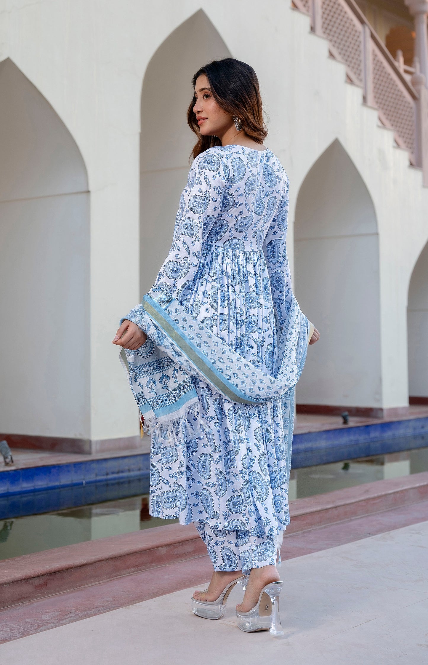 Kurta set ethnic fashion traditional cotton partiwear women clothing style Indian Ethnic Suit Palazzo pant Salwar Anarkali Lehenga Choli Bollywood Designer festive Printed wedding shaadi Collections Embroidered Ethnic Wear Outfits Attire Dresses Patterns